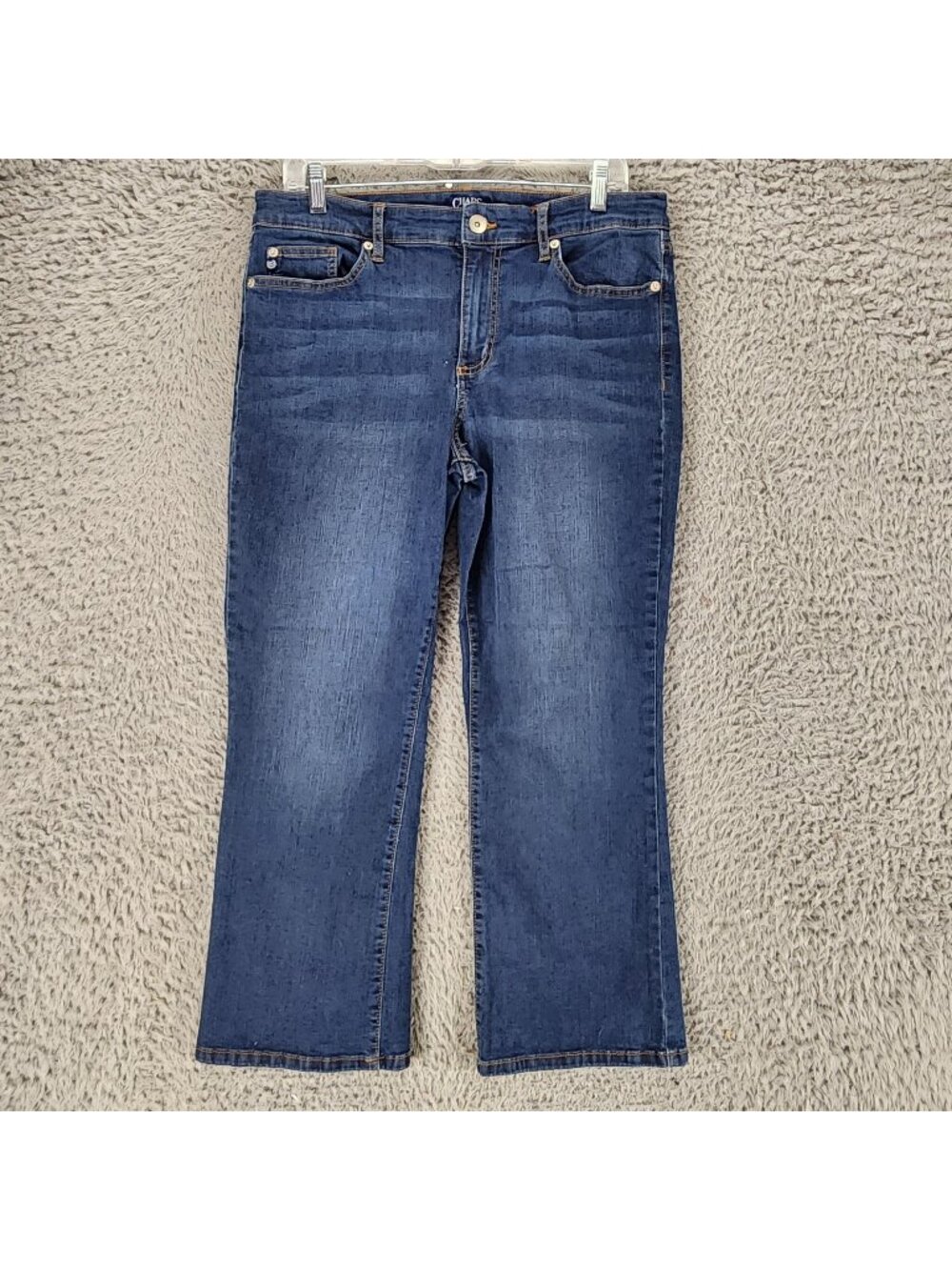 Chaps Jeans Womens 14/32 Blue Stretch Denim Crop Kick *Read*